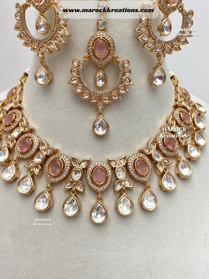 Naaz Tyani inspired Premium Quality gold plated Kundan Statement Necklace set