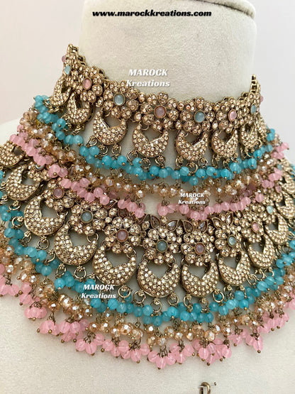 Meesha Premium Quality Pakistani Choker and Necklace combo set