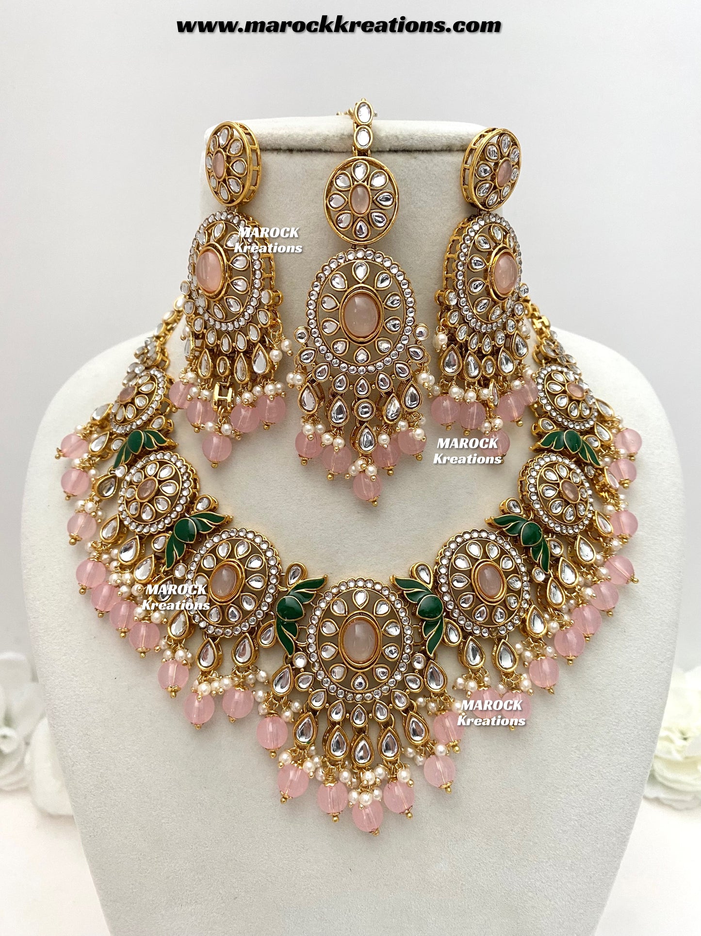 Iqra Premium Quality Kundan Meenakari Statement Necklace set
