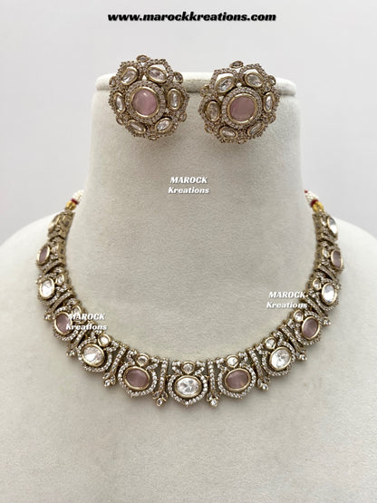 Sophia Premium Quality Moissanite Kundan Necklace set