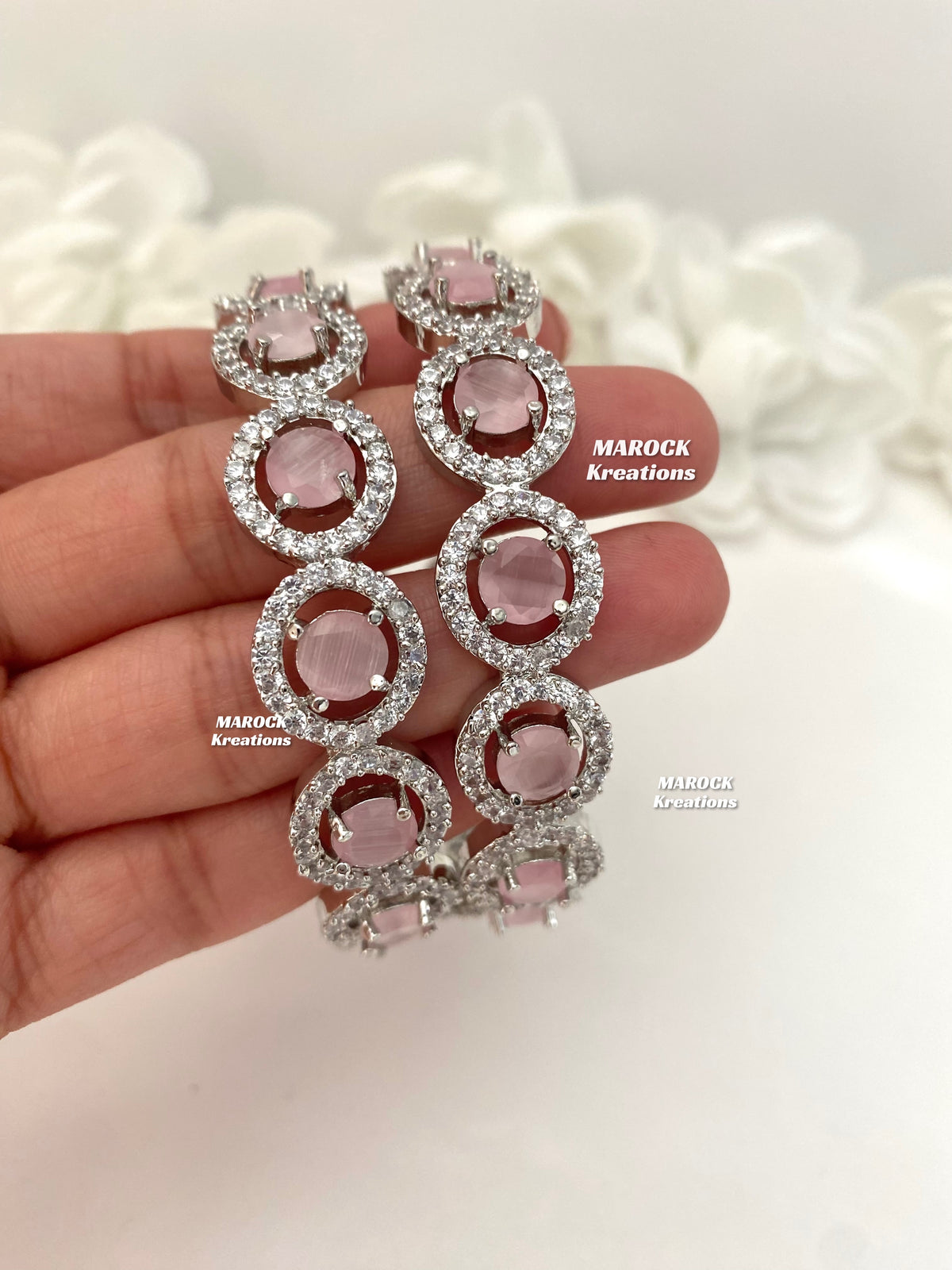 Silver American Diamond Bangles/Kade