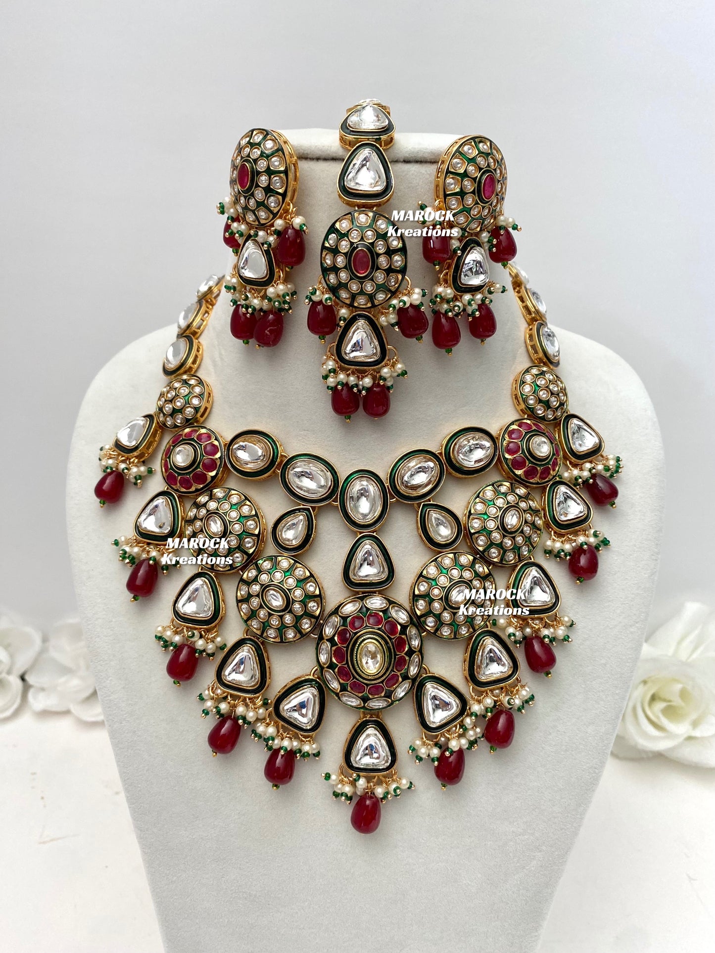 Amisha Premium Quality Kundan Meenakari Statement Necklace set