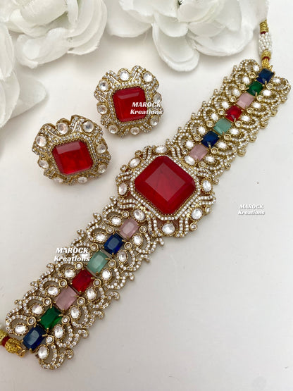 Paloma Sabyasachi inspired Premium Quality Moissanite Kundan and American Diamond choker set