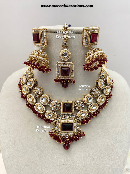 Roshani Premium Quality Kundan Statement necklace set