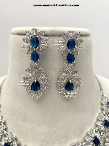 Austin Silver American Diamond Necklace set