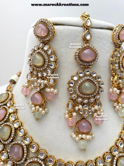Harsha Premium Quality Kundan and Monalisa stone Statement Necklace set