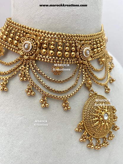 Anusha Premium Quality Gold plated statement choker set