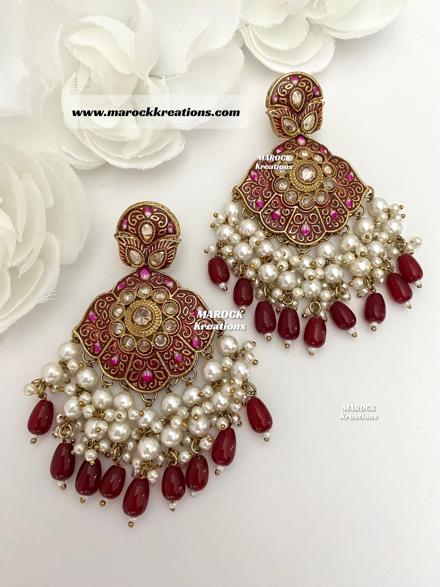 Premium Quality Polki Meenakari Statement Earrings