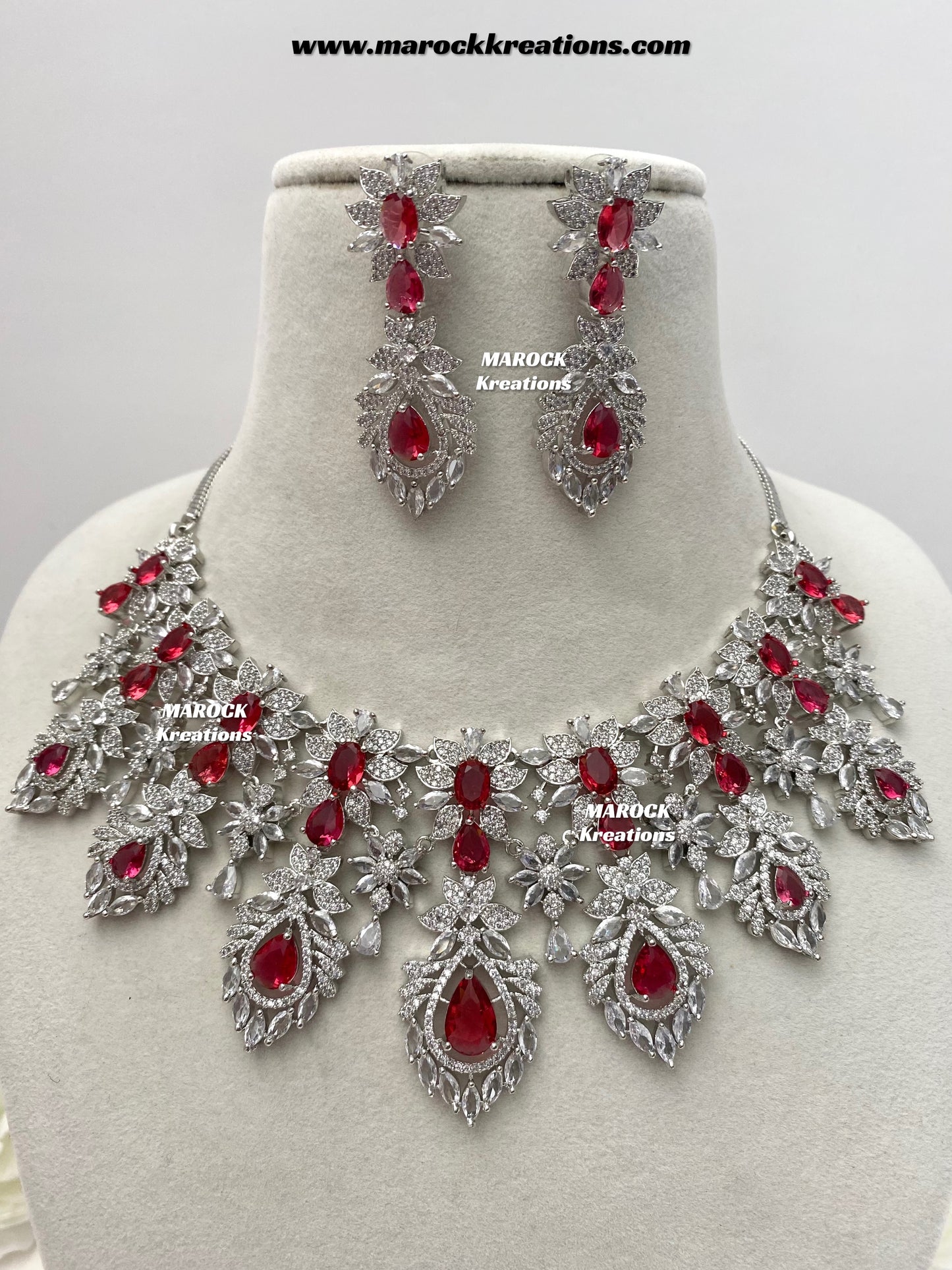 Austin Silver American Diamond Necklace set