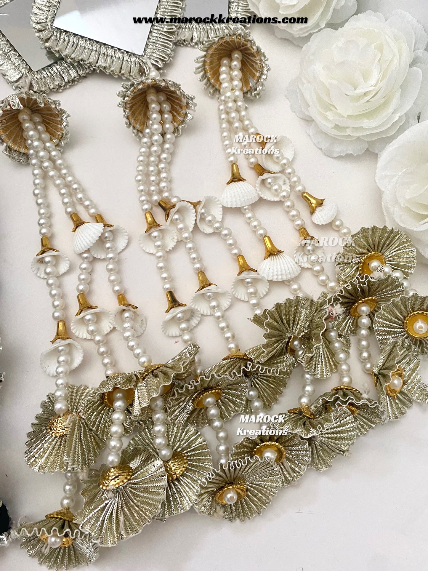 Gotta patti mirror parandi with lace /Hair dori/Jago braid accessories