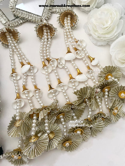 Gotta patti mirror parandi with lace /Hair dori/Jago braid accessories