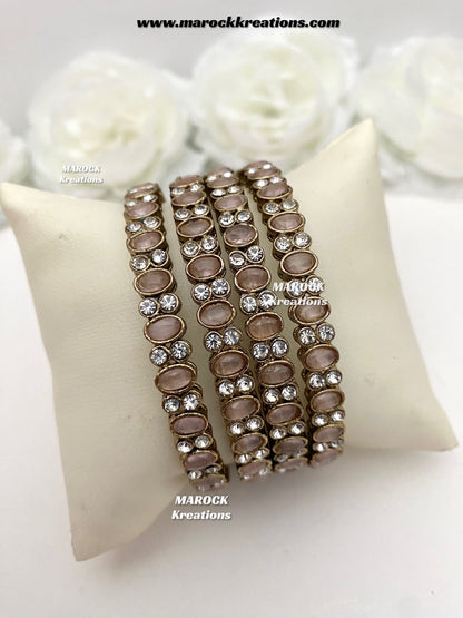 Premium Quality Monalisa stones Bangles/Kade (Set of 4)