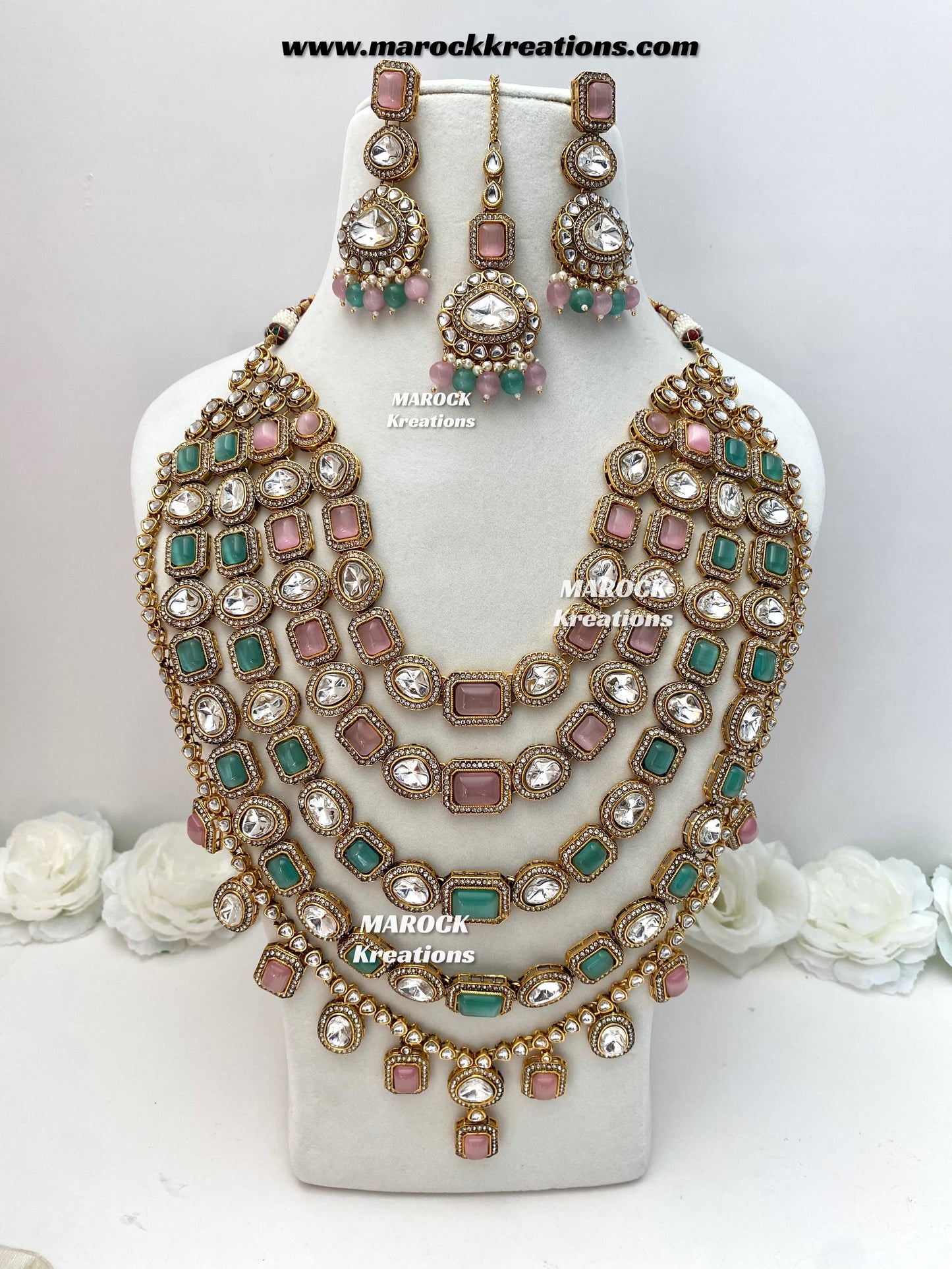 Samira Premium Quality Kundan Multi layer statement Rani haar set