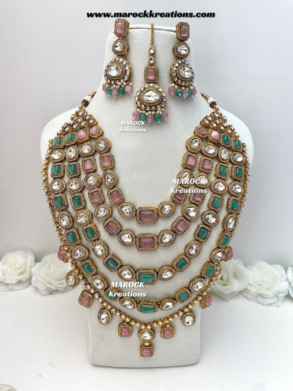 Samira Premium Quality Kundan Multi layer statement Rani haar set