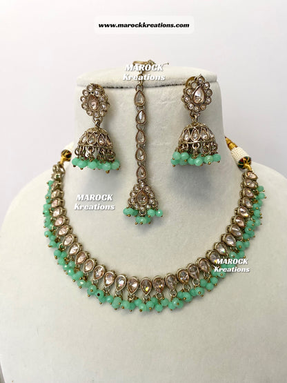 Polki Single Line Necklace set