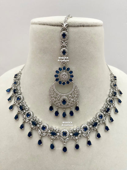 Silver American Diamond Necklace set