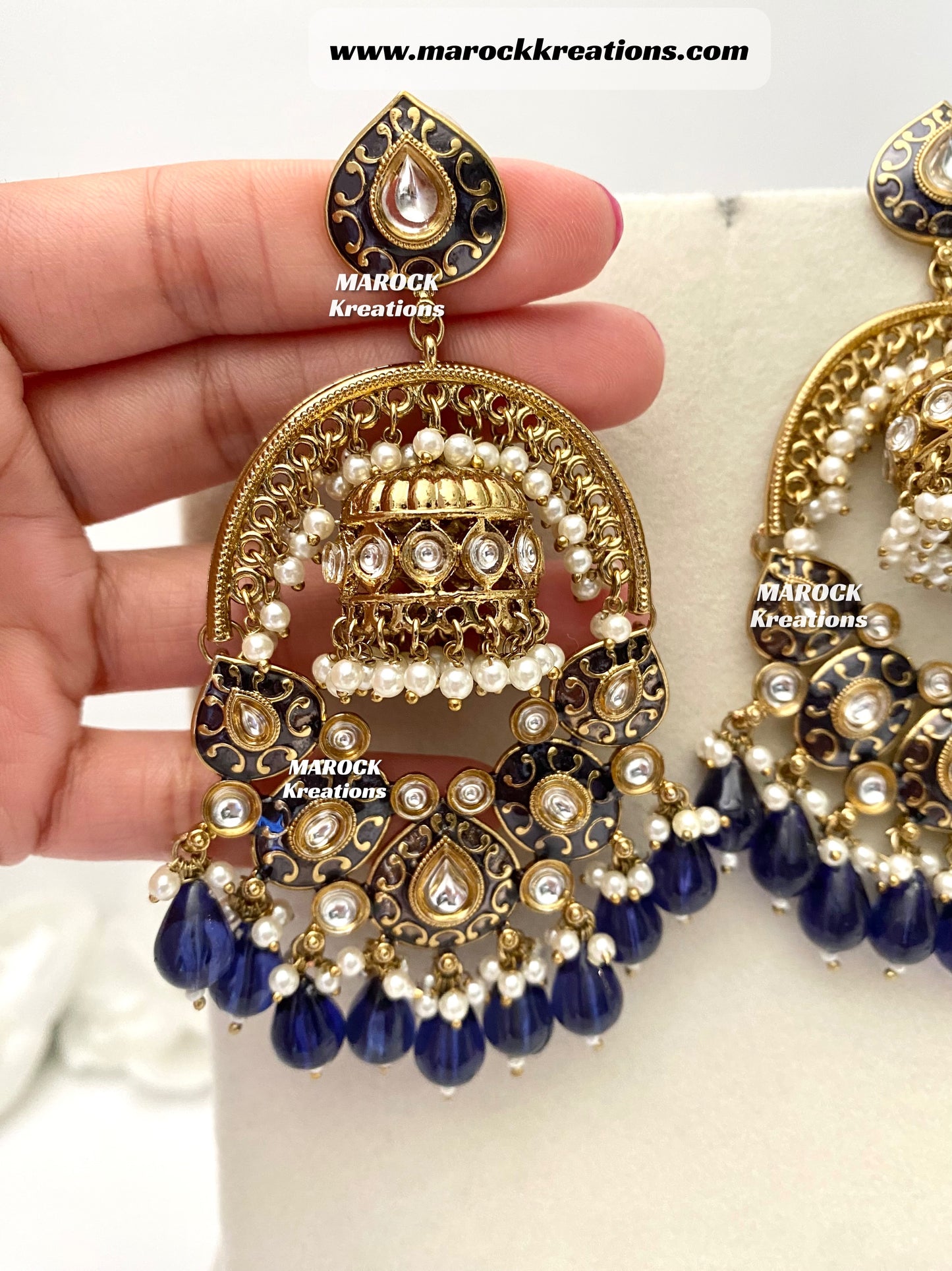 Tanya Bollywood style Kundan Meenakari Statement Earrings