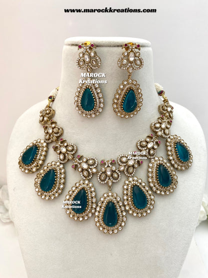 Roselina Sabyasachi inspired Premium Quality Moissanite Kundan Statement Necklace set