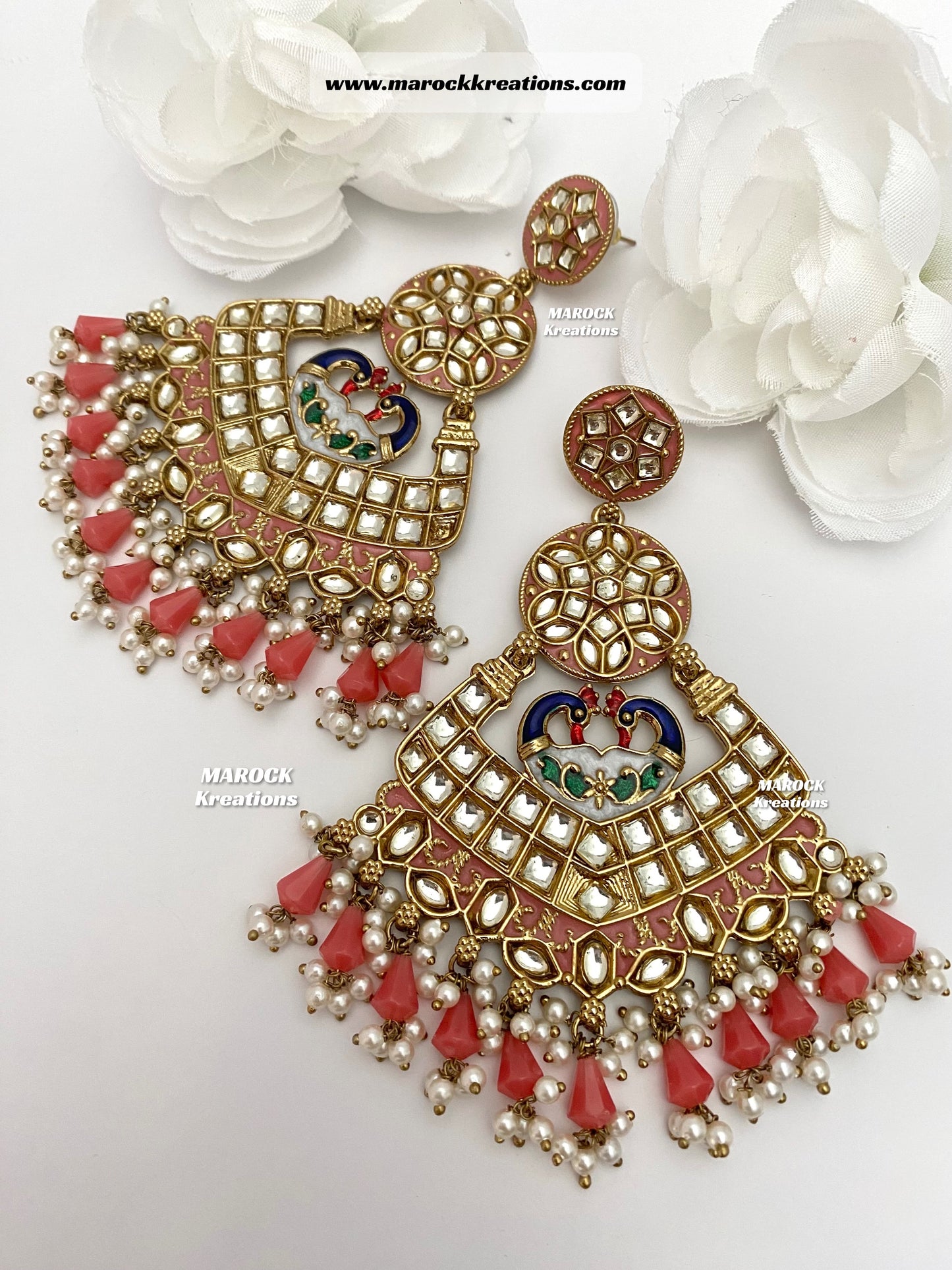 Premium Quality Kundan Meenakari Statement Earrings