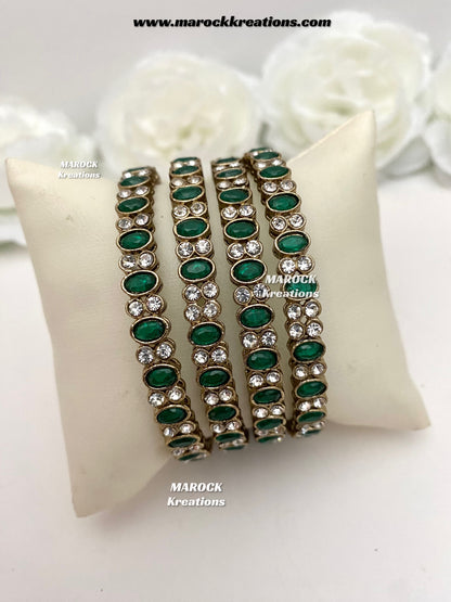 Premium Quality Monalisa stones Bangles/Kade (Set of 4)