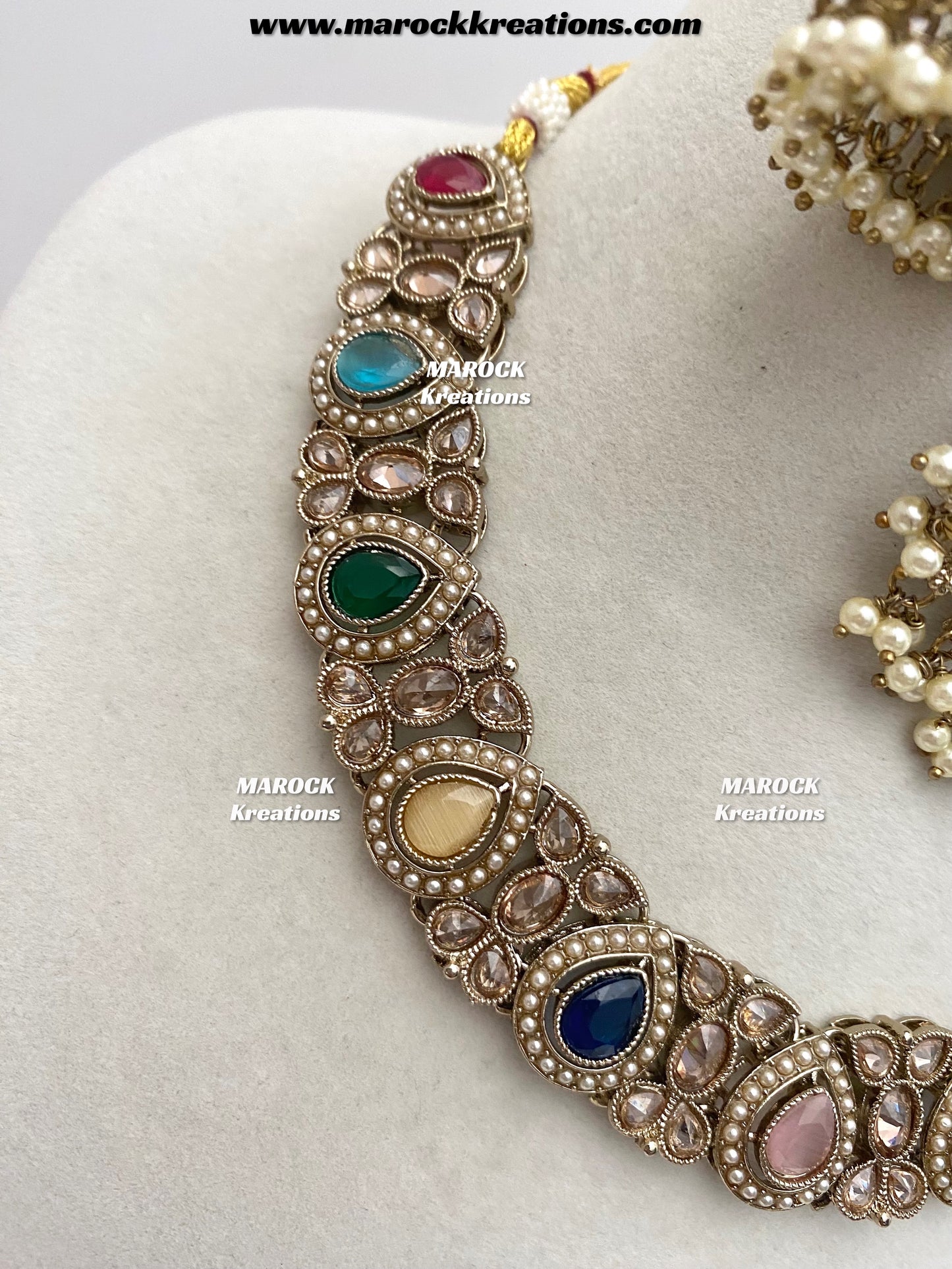 Hemani Antique gold Polki Necklace set