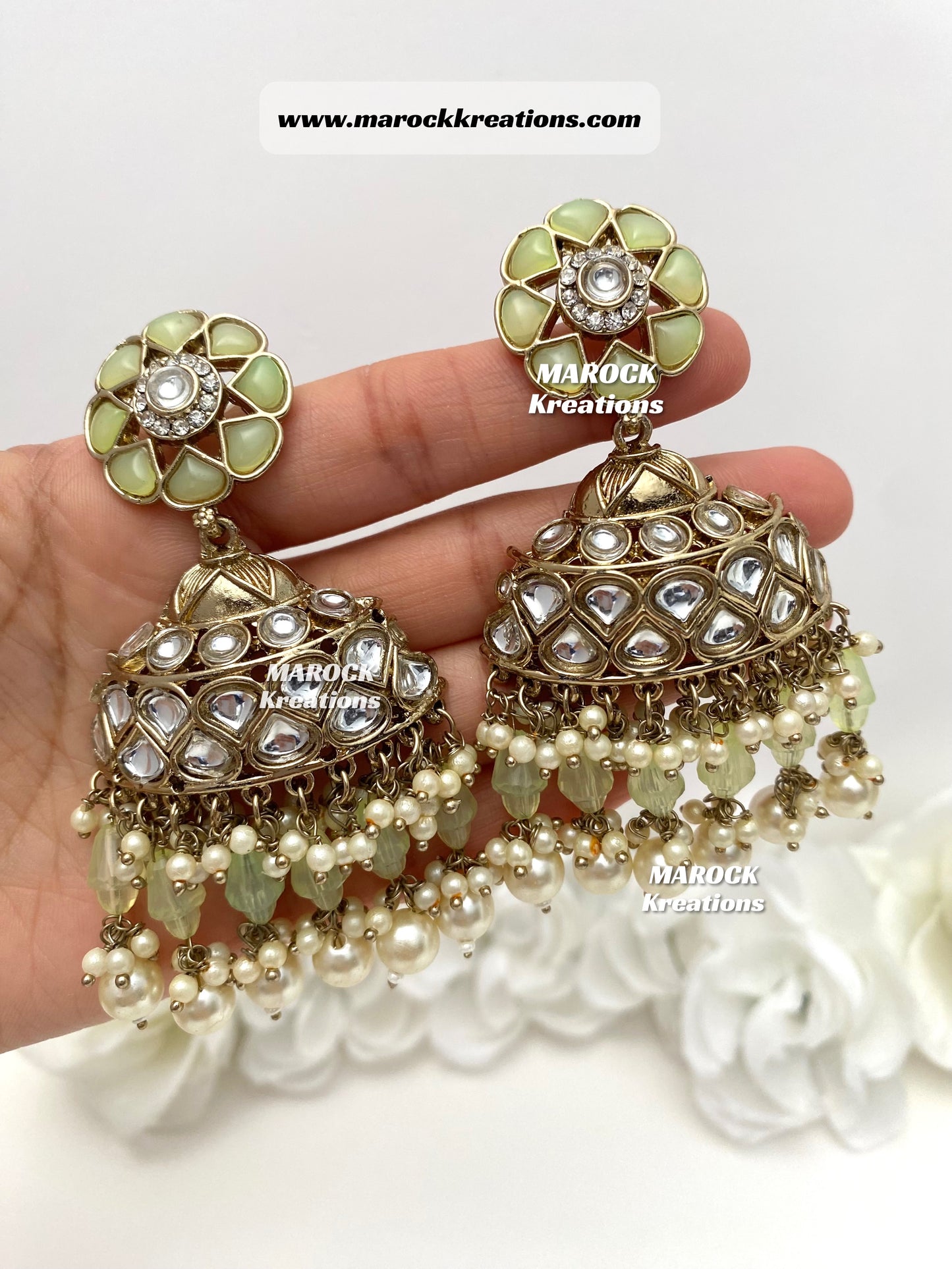 Bollywood style Kundan Statement Earrings