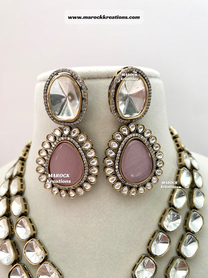Premium Quality uncut Kundan Moissanite Necklace set