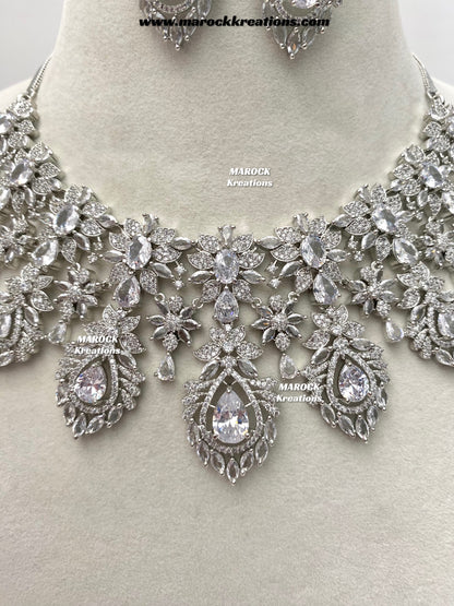 Austin Silver American Diamond Necklace set