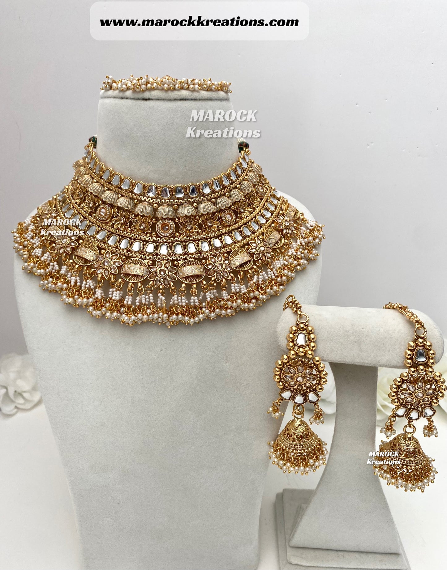 Bella Premium Quality Gold plated Kundan Necklace set/Bridal set