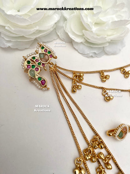 Sakina Premium quality Gold plated Kashmiri Statement Earrings with attached Saharey
