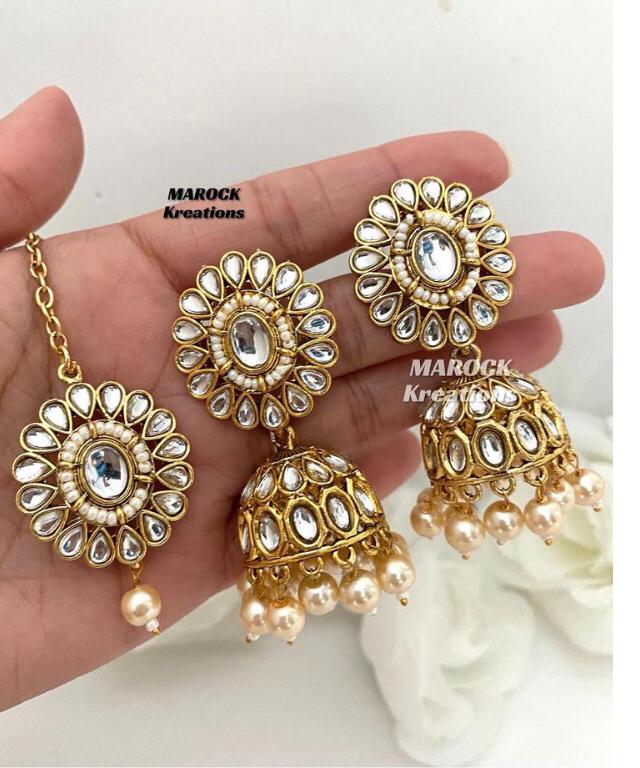 Sehaj Kundan Jhumki Earrings and tikka set