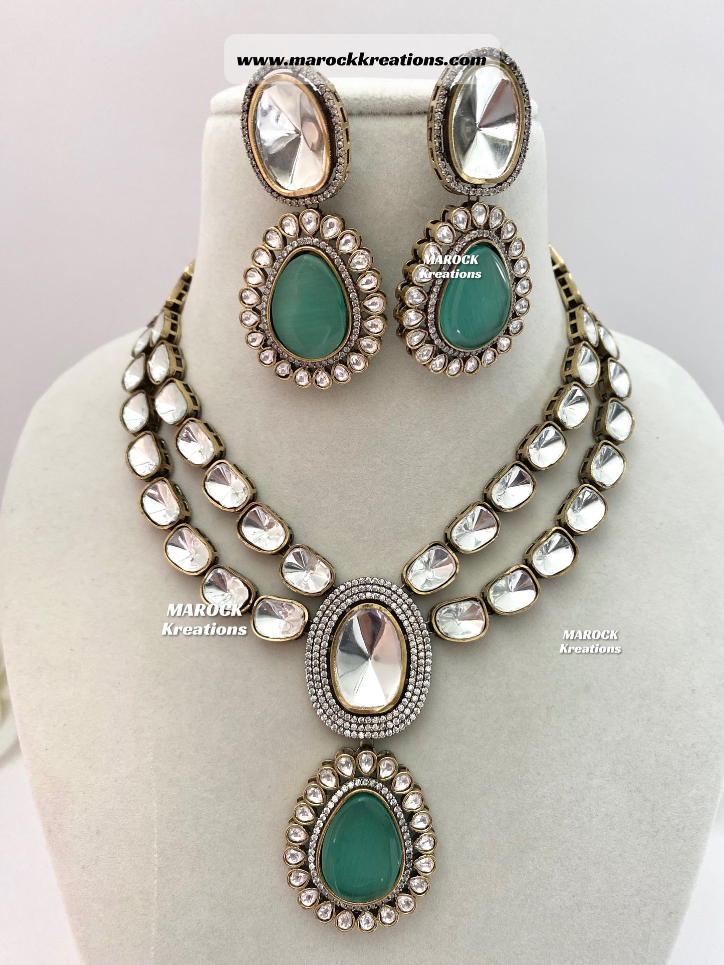 Premium Quality uncut Kundan Moissanite Necklace set