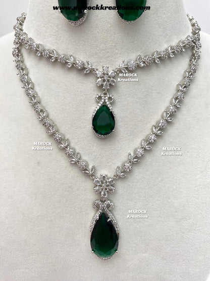 Lauren Silver American Diamond Necklace set