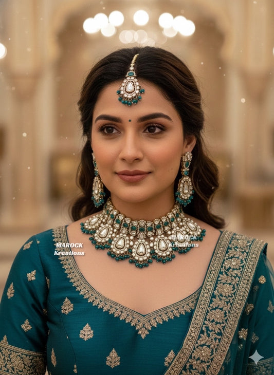 Sareena Kundan choker cum statement Necklace set