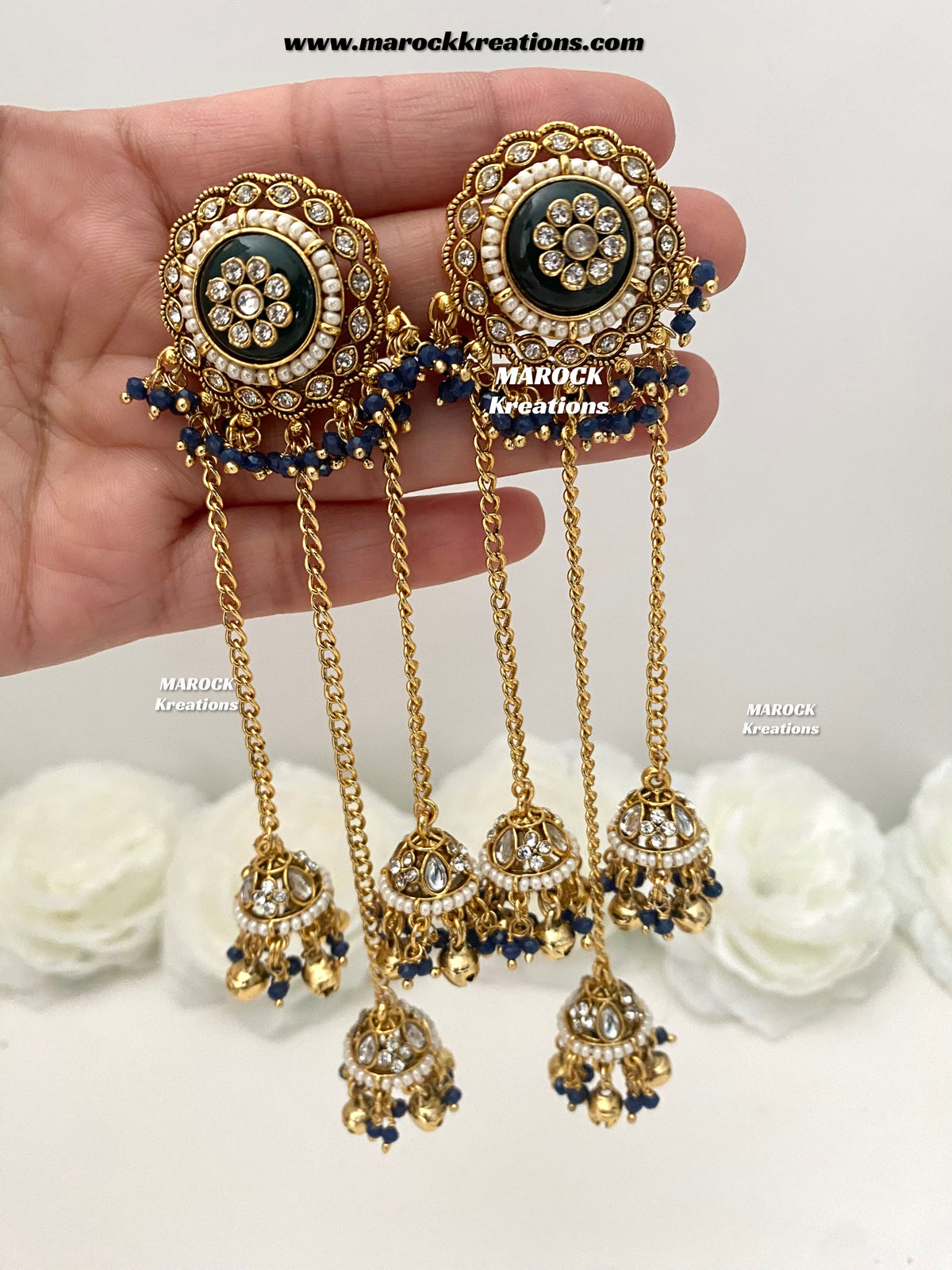 Nimrit Premium Quality Kashmiri Kundan Statement Earrings
