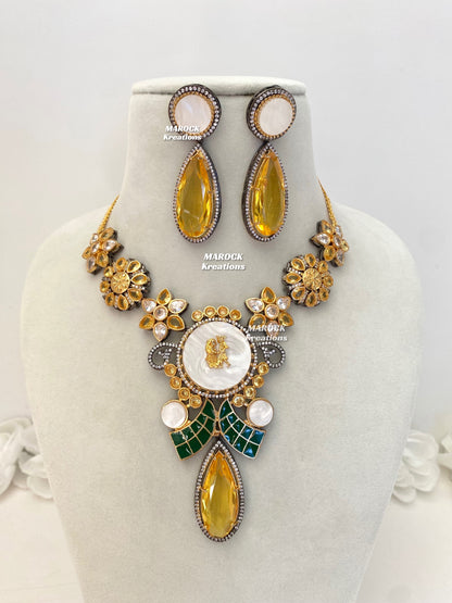 Raha Premium Quality Victorian  Kundan Necklace set