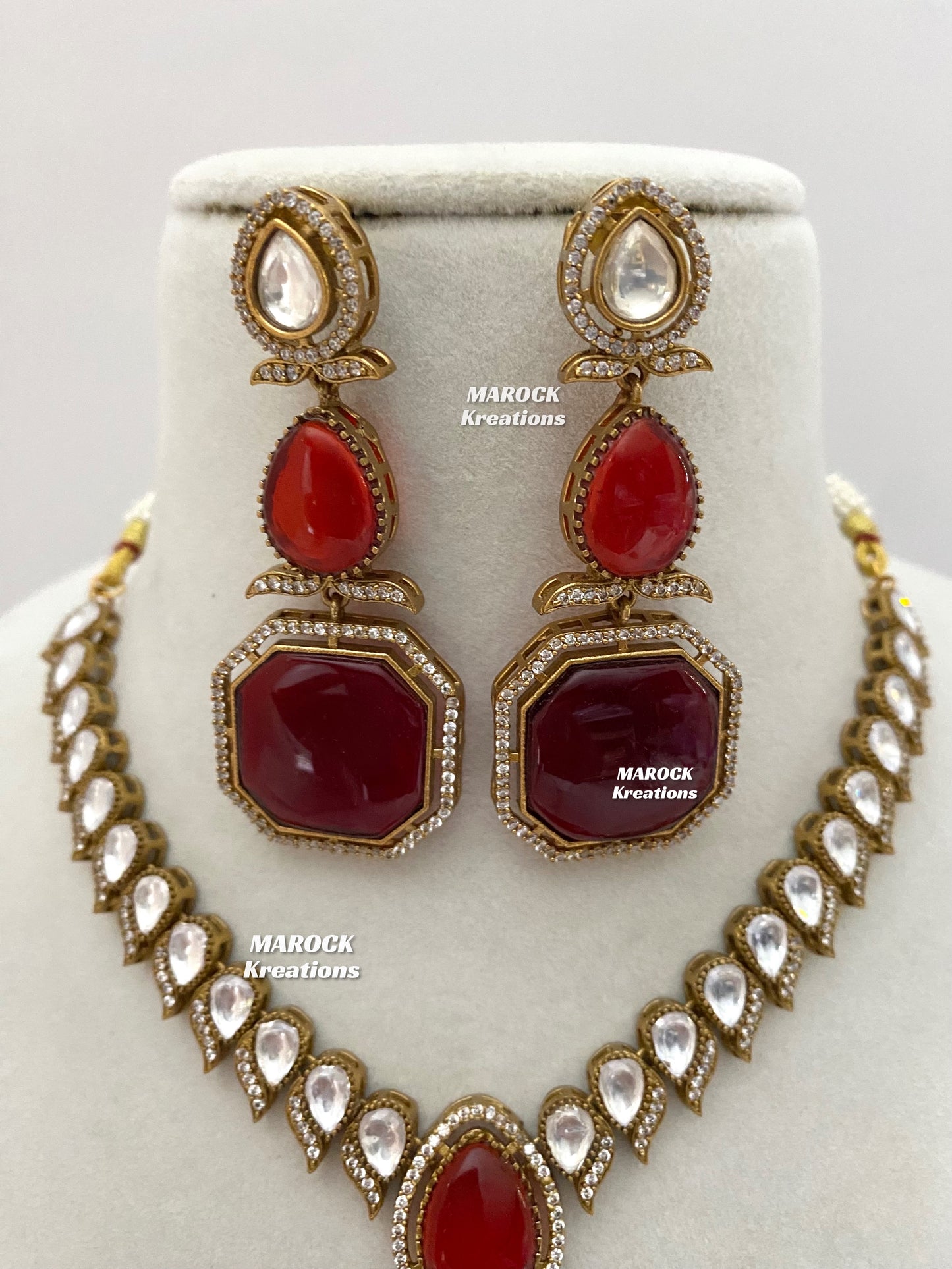 Elsie Tyani inspired Premium Quality Moissanite Kundan Necklace set