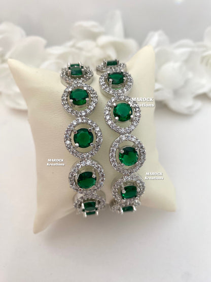 Silver American Diamond Bangles/Kade