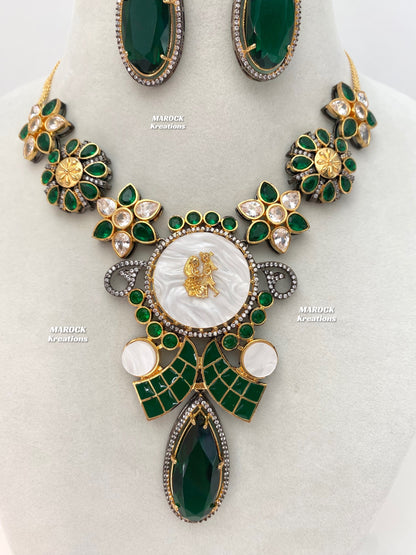 Raha Premium Quality Victorian  Kundan Necklace set