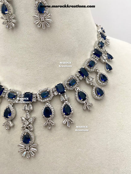 Erica Silver American Diamond Necklace set