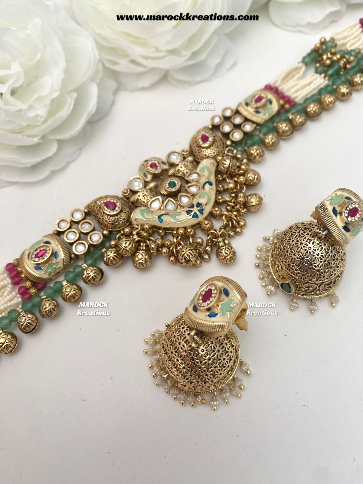 Ramina Premium Quality Gold Plated Rajwadi choker set