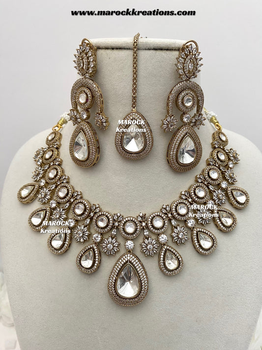 Marie Premium Quality Moissanite Kundan Necklace set
