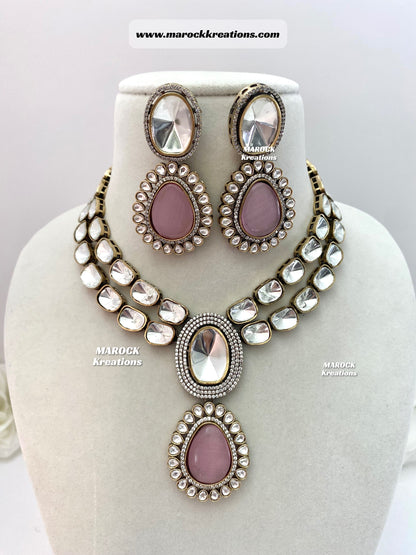 Premium Quality uncut Kundan Moissanite Necklace set