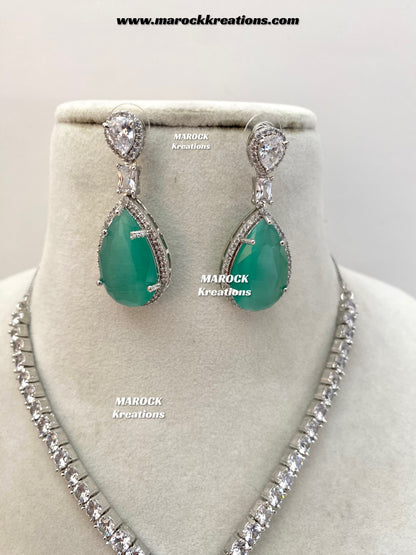 Ambreen Silver American Diamond Necklace set