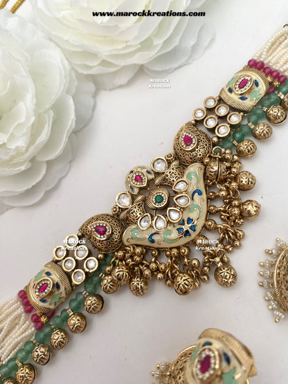 Ramina Premium Quality Gold Plated Rajwadi choker set