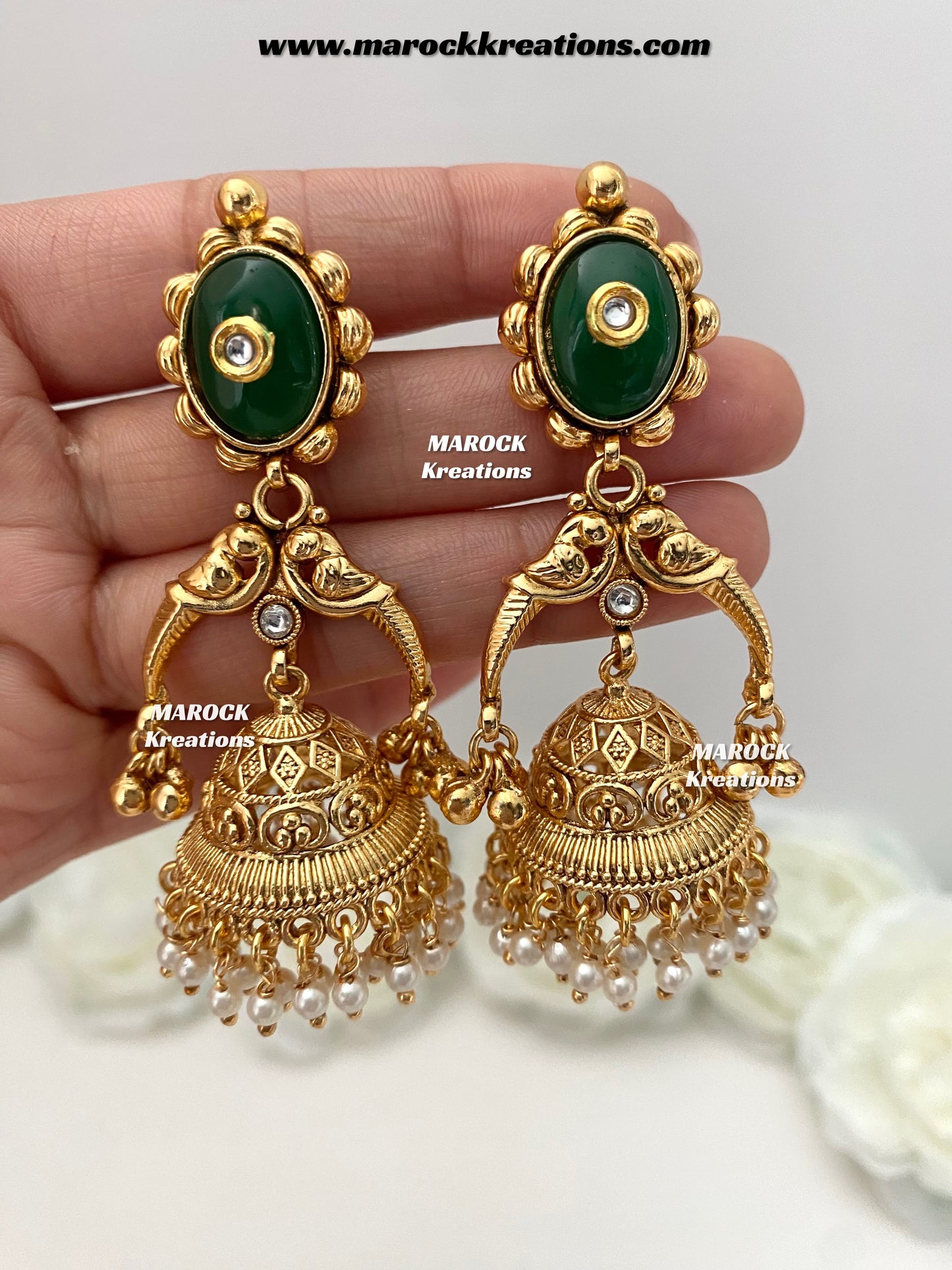 Malti Gold plated Kashmiri Statement Earrings
