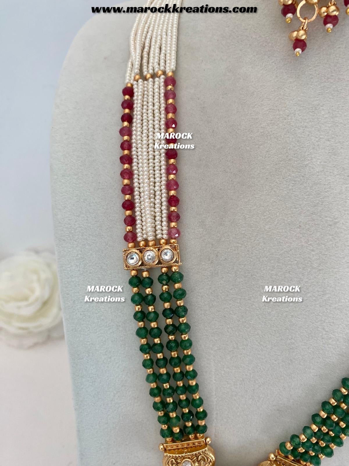 Ifrah Premium Quality Gold plated exclusive heritage Rani haar set