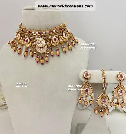 Sanya Premium Quality Gold plated Kundan Necklace set