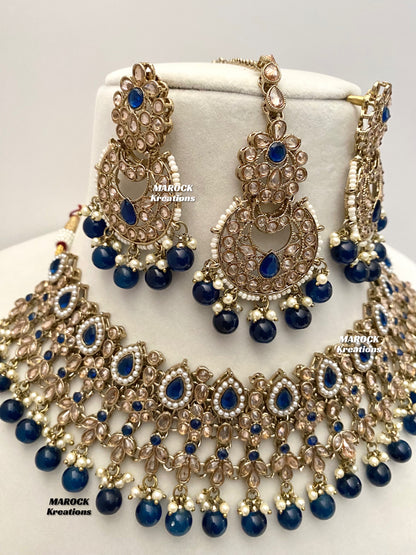 Sadhna Antique Gold Polki Necklace set