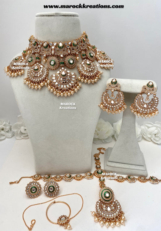 Sareela Premium Quality Rose gold uncut kundan Statement Bridal set